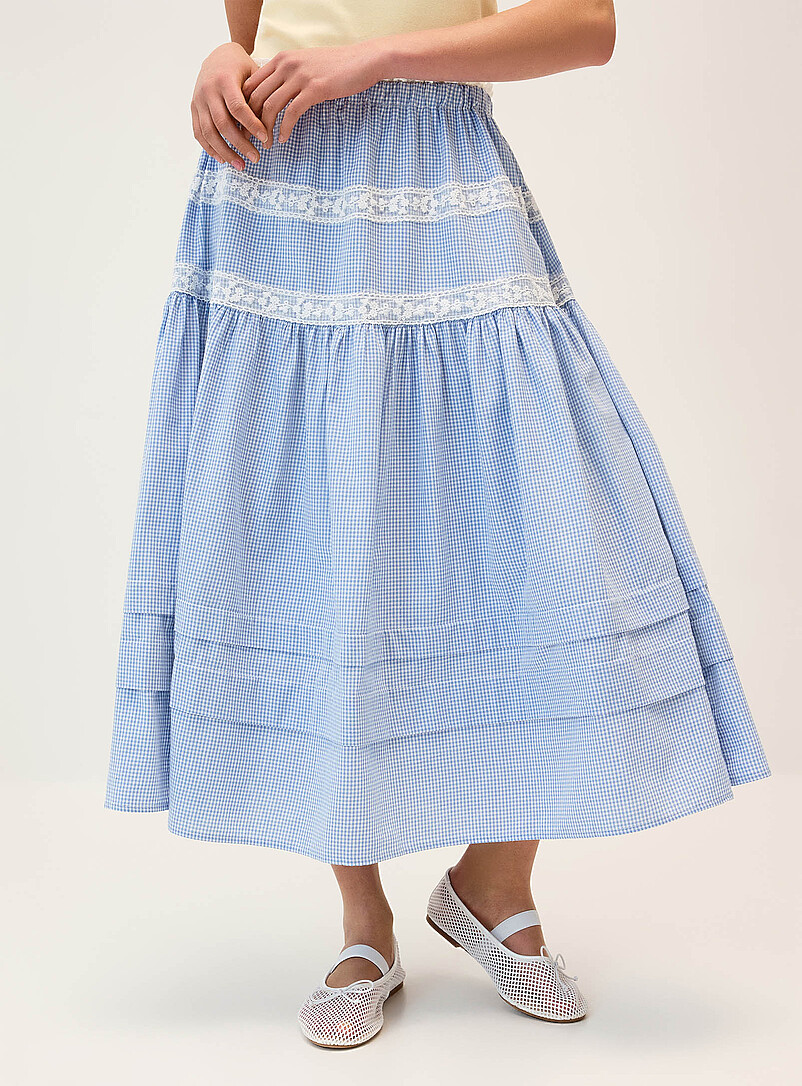 Twik White Lace-trim maxi skirt for women