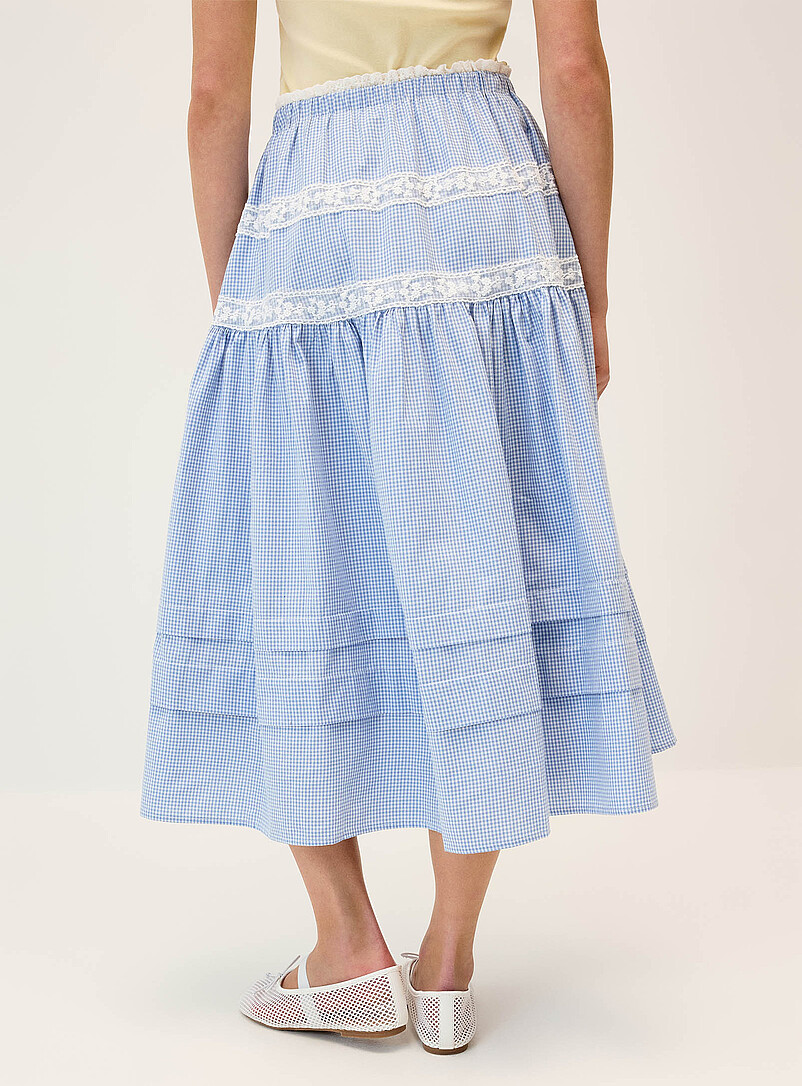 Twik White Lace-trim maxi skirt for women