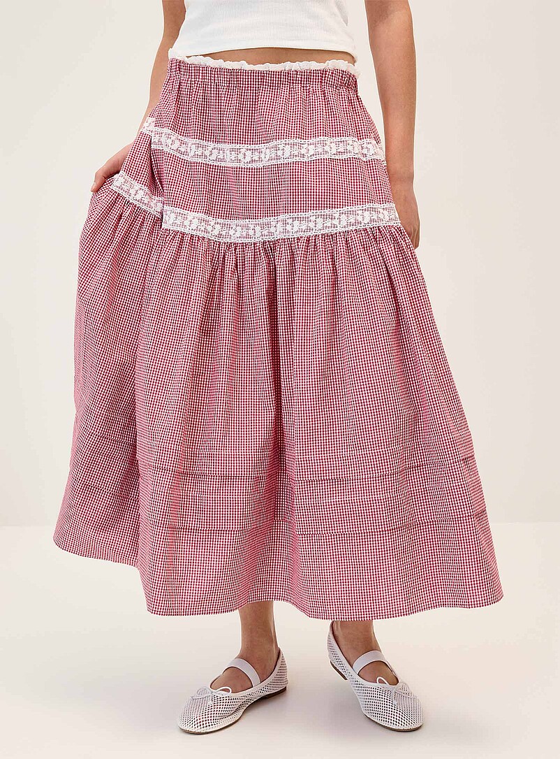 Twik: La jupe maxi accents dentelle Blanc pour femme