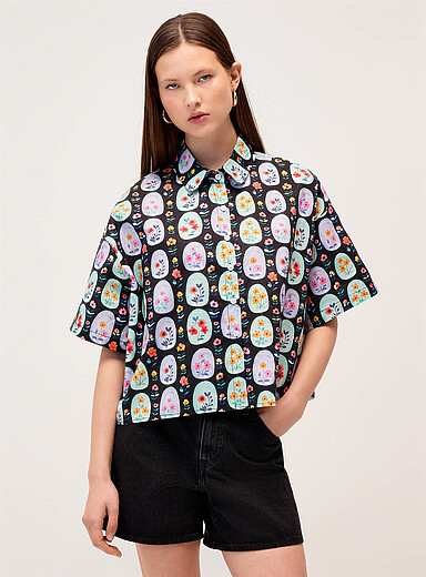 La chemise courte imprim&eacute; pop