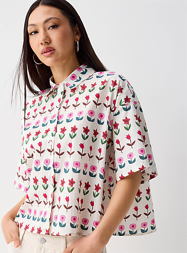 Pop print cropped shirt