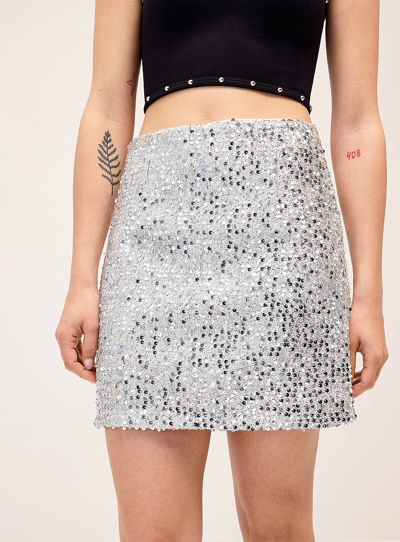 Twik: La minijupe paillettes roses Argent pour femme