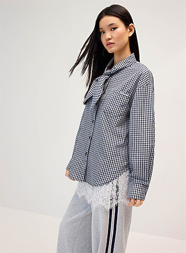 La chemise popeline col boucle carreaux