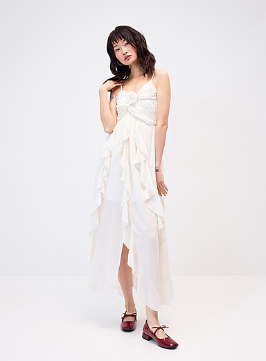 La robe maxi volants chiffon vaporeux