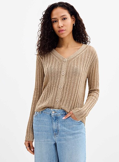 Contemporaine: Le chandail fin tricot texture naturelle Bleu moyen - Ardoise pour femme