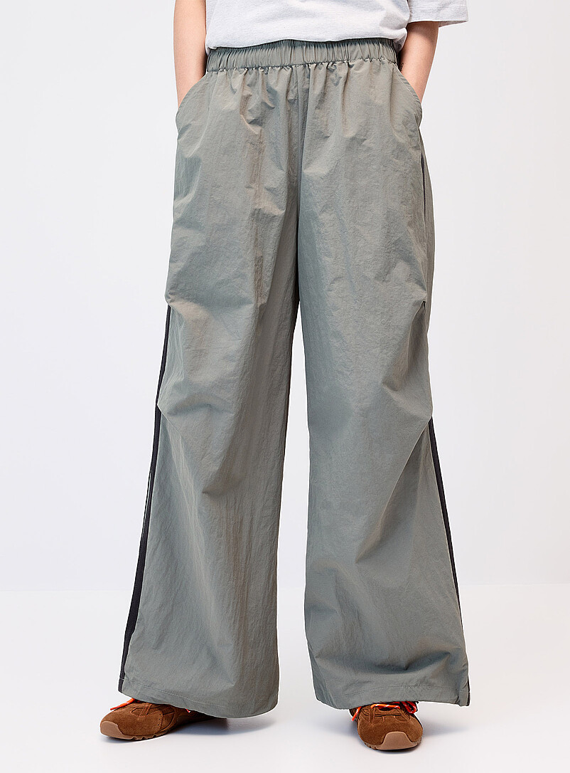 Twik Sage green Sporty stripe canvas pant for women