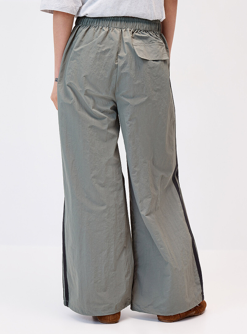 Twik Sage green Sporty stripe canvas pant for women