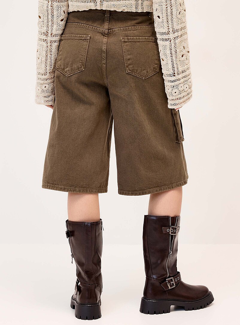 Twik Khaki/Sage/Olive Cargo jort for women