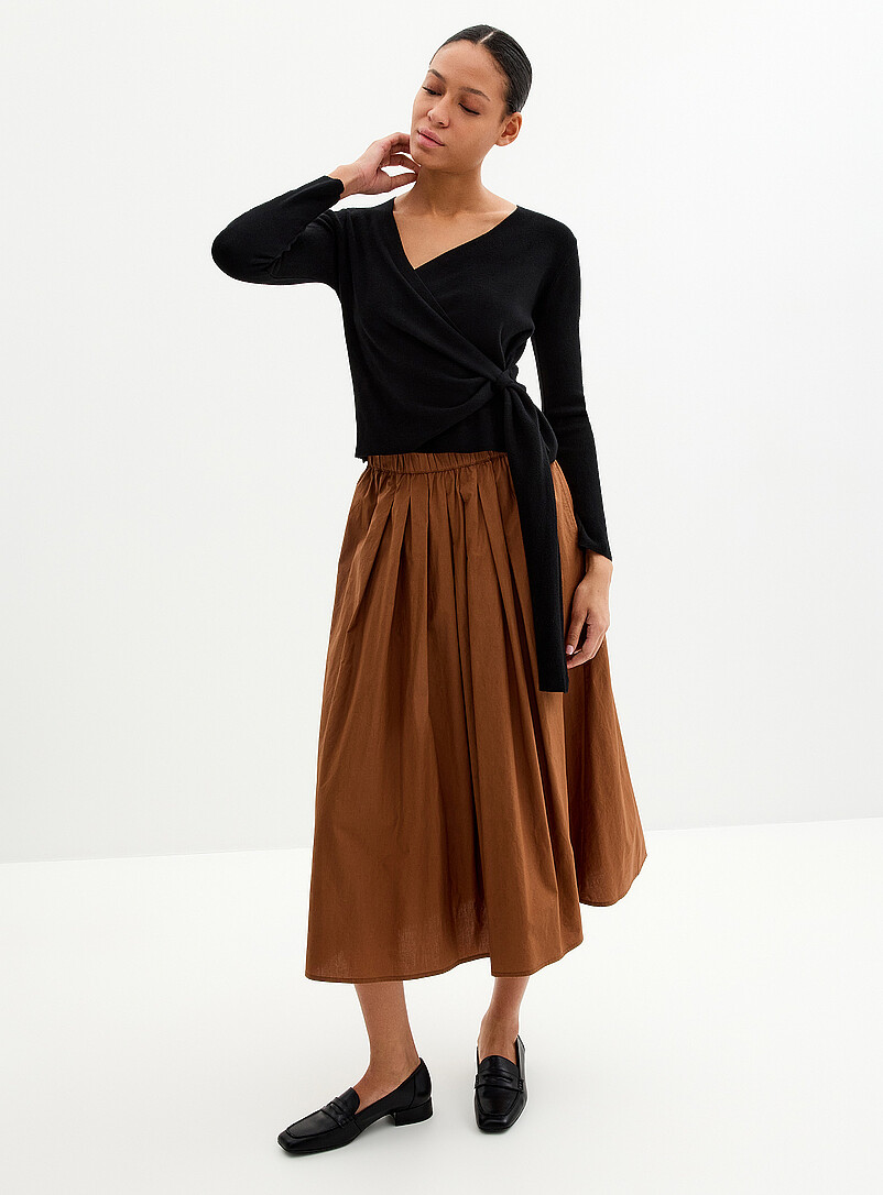 Contemporaine: Le chandail cache-c&oelig;ur &agrave; nouer Ivoire - Beige cr&egrave;me pour femme