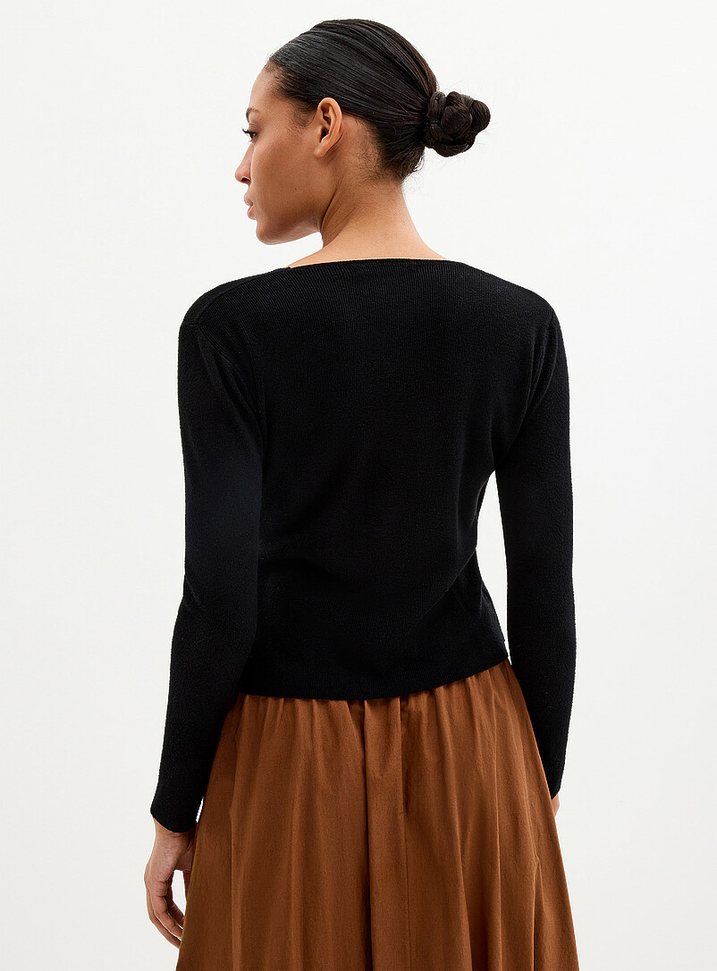 Contemporaine: Le chandail cache-c&oelig;ur &agrave; nouer Ivoire - Beige cr&egrave;me pour femme