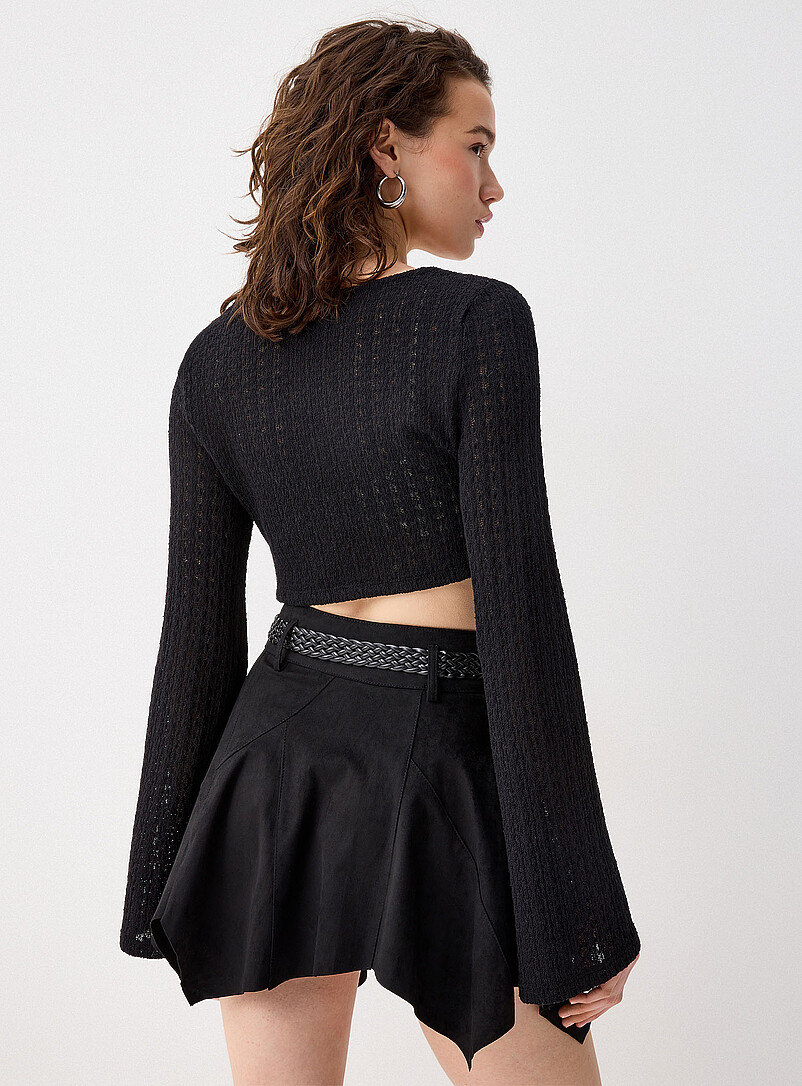 Twik Brown  Belted faux-suede miniskirt for women