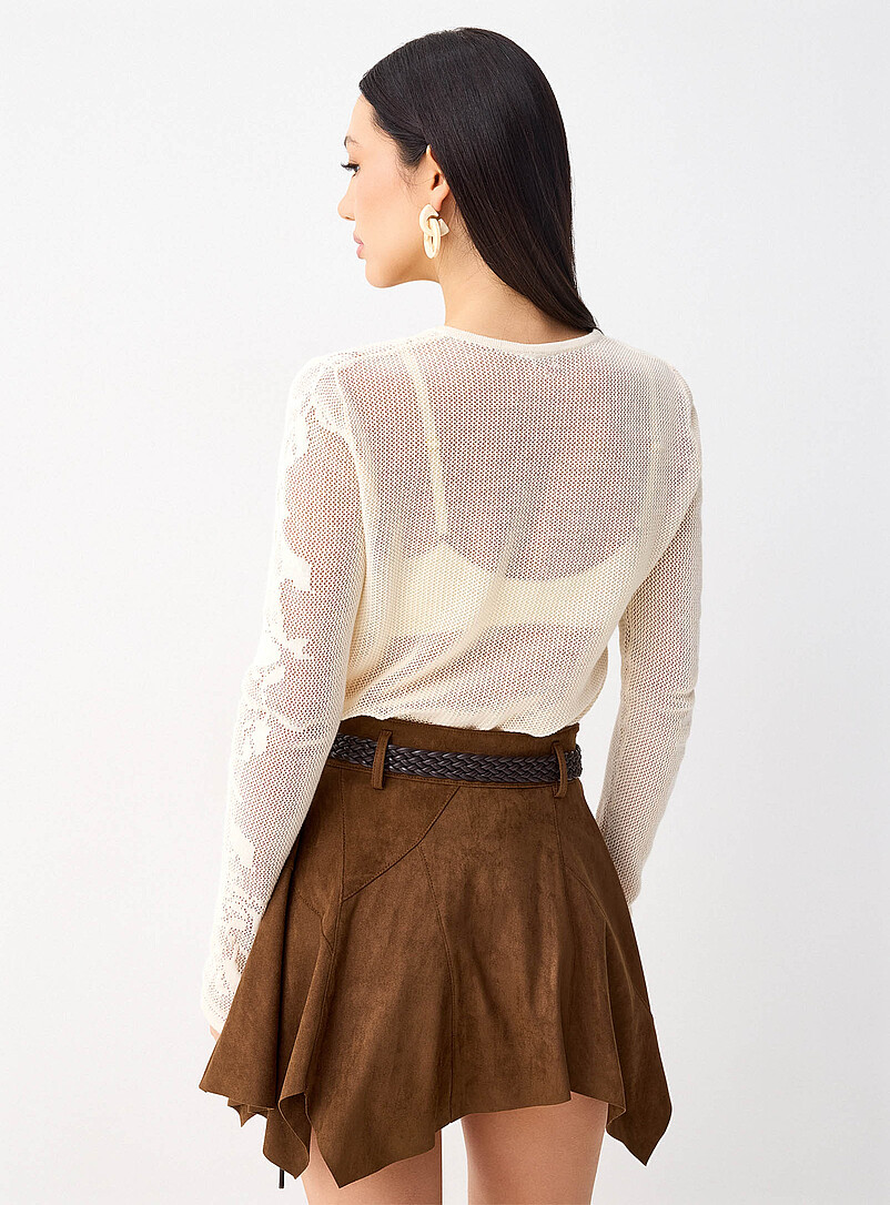 Twik Brown  Belted faux-suede miniskirt for women