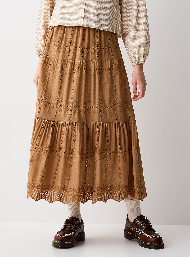 Twik Pale green Broderie anglaise maxi skirt for women