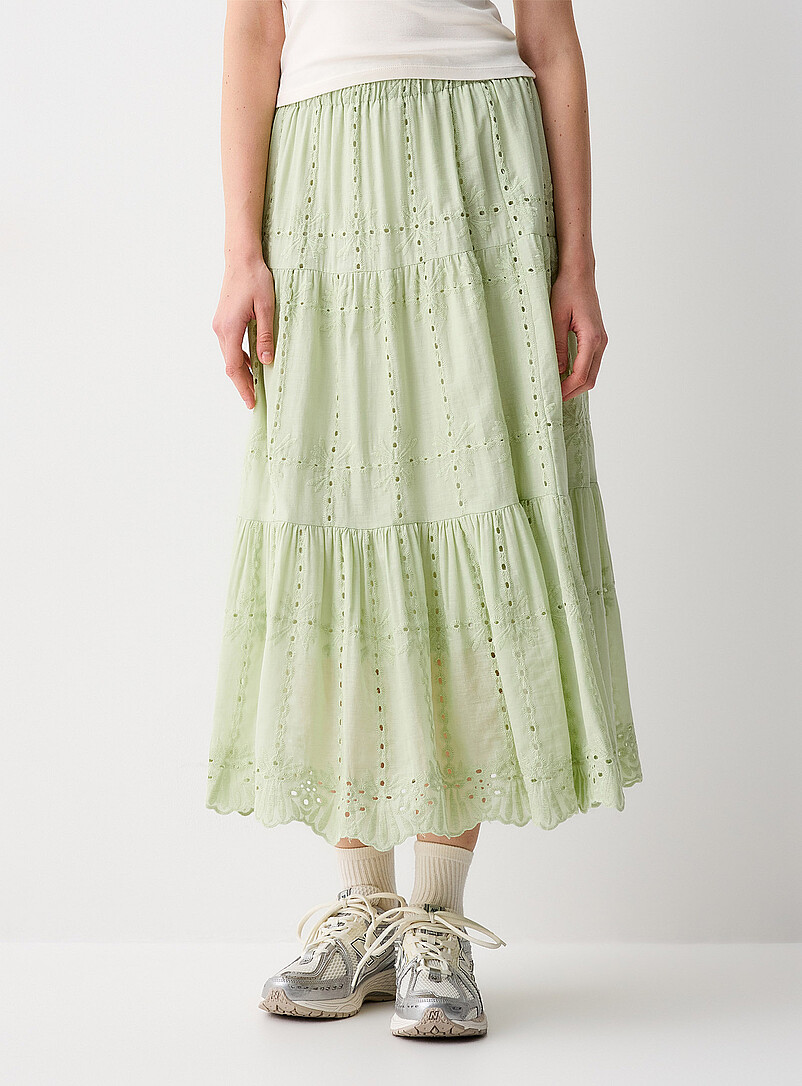 Twik: La jupe maxi broderie anglaise Brun clair pour femme