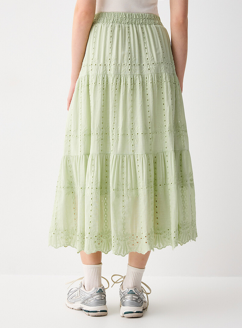 Twik: La jupe maxi broderie anglaise Brun clair pour femme