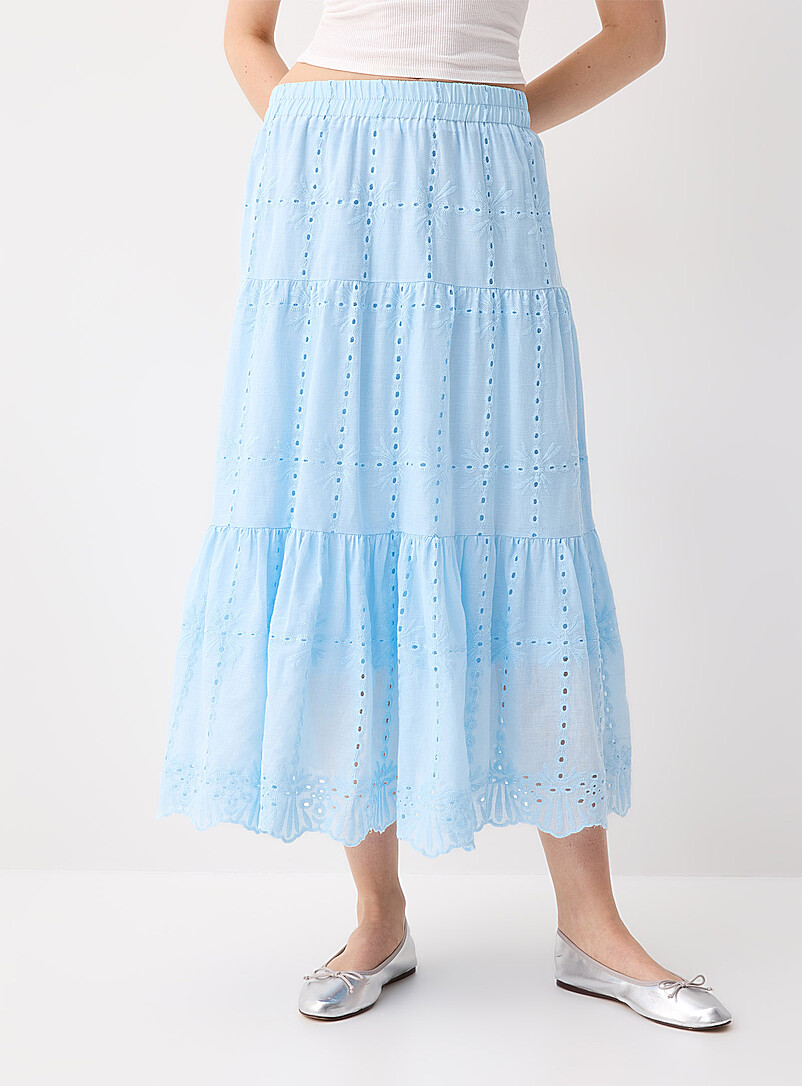 Twik Pale green Broderie anglaise maxi skirt for women