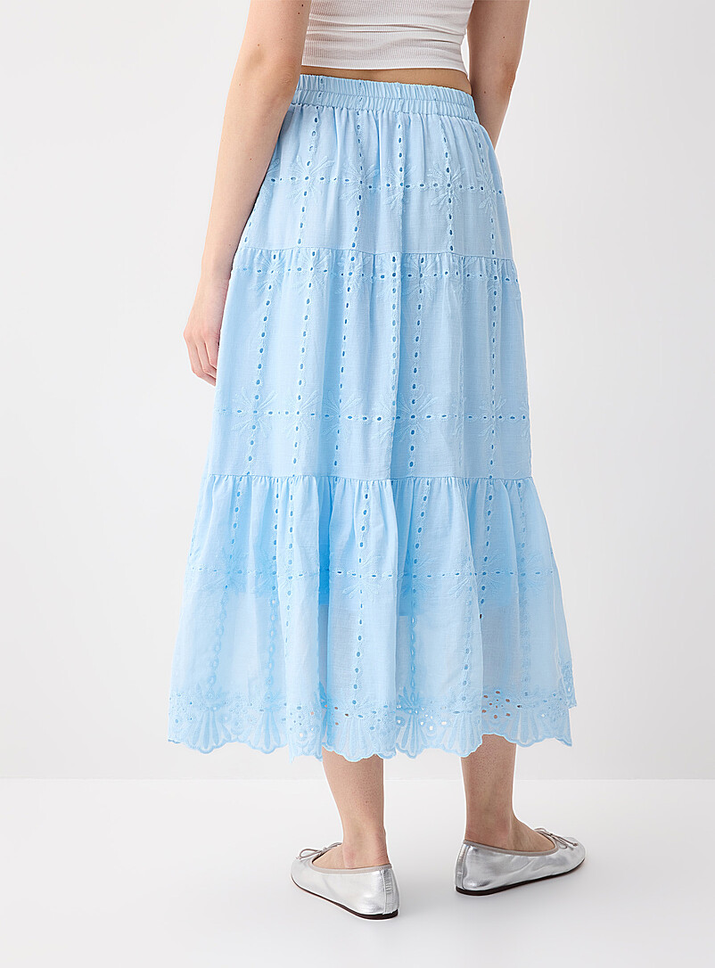 Twik Pale green Broderie anglaise maxi skirt for women