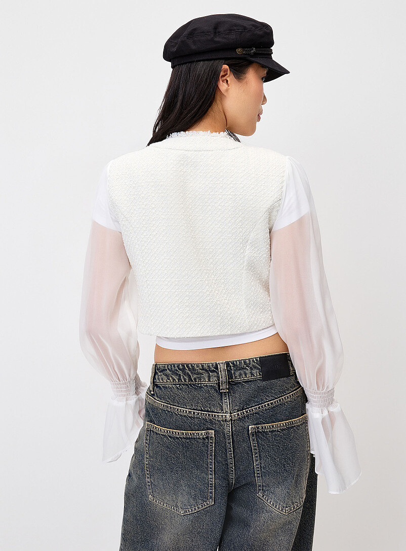 Twik White Chiffon sleeves parade blazer for women