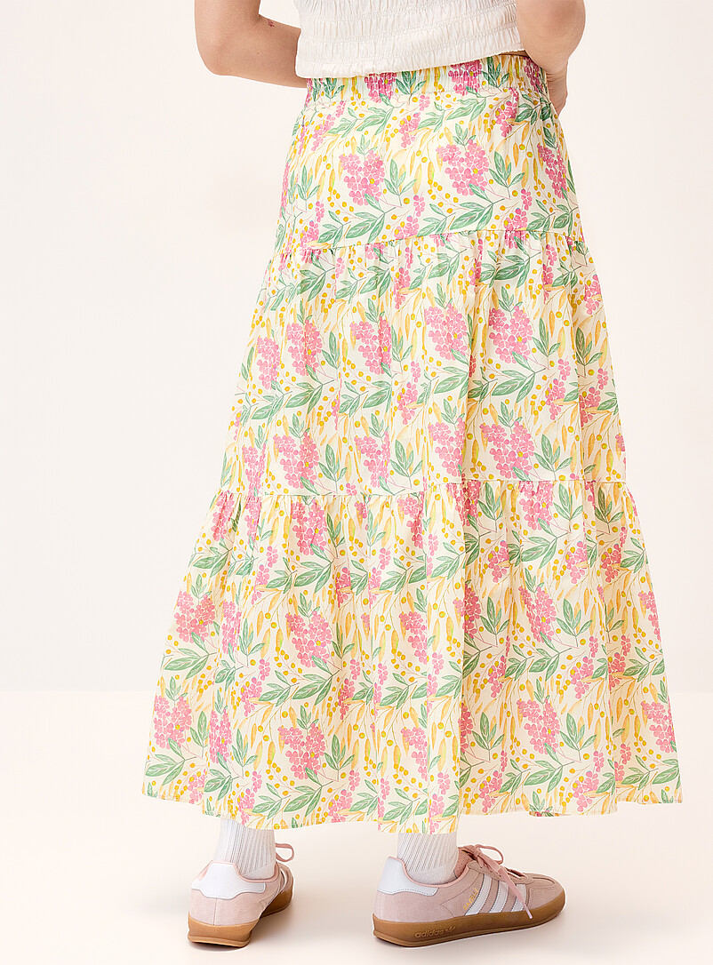 Twik: La jupe maxi &eacute;tag&eacute;e popeline &agrave; motif Jaune assorti pour femme