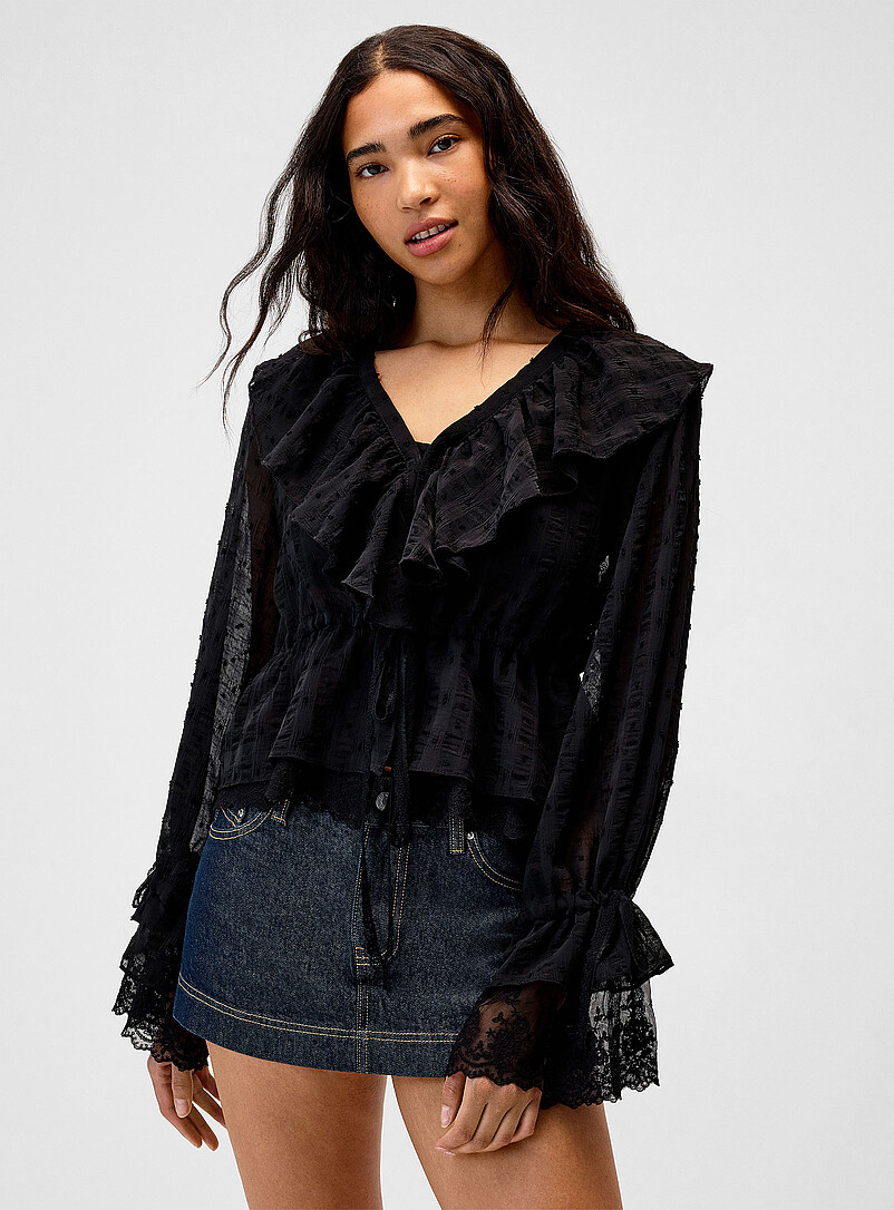 Ruffled lace blouse product image (primary)