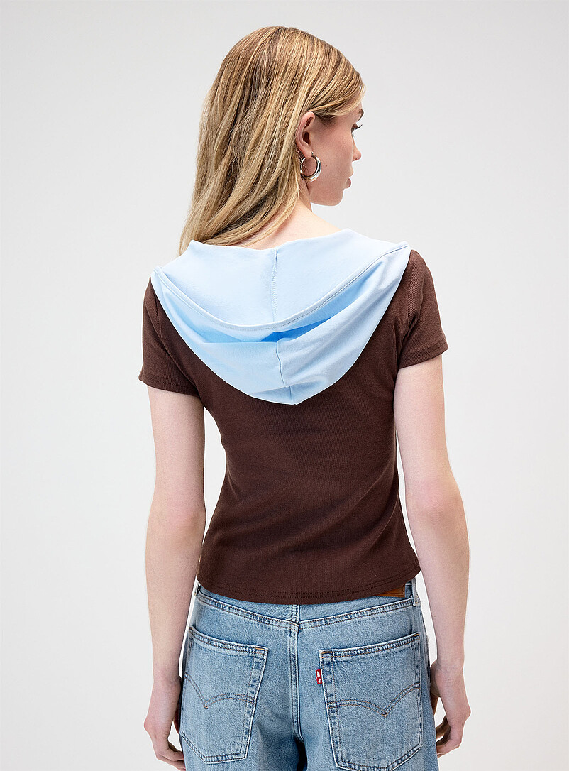 Layered-look hooded T-shirt product image 2