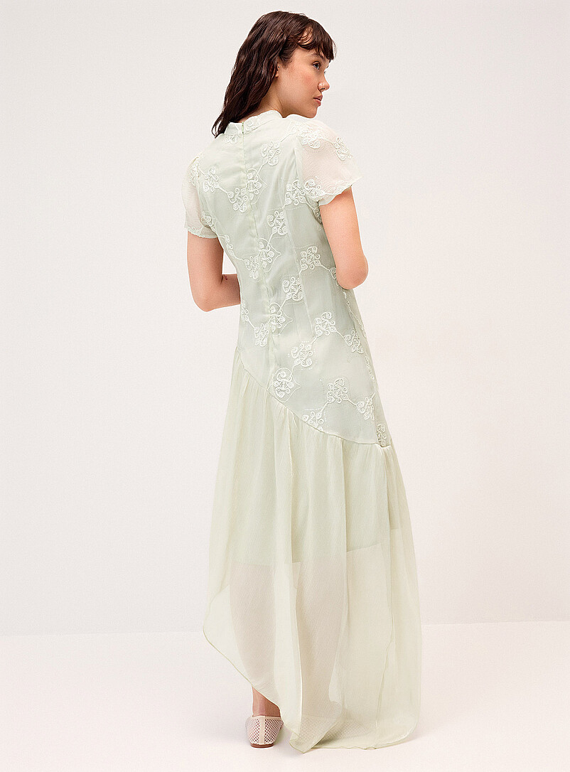 Embroidered flower buttoned-collar maxi dress product image 3
