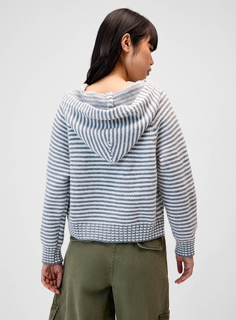 Striped zippered hooded cardigan product image 2