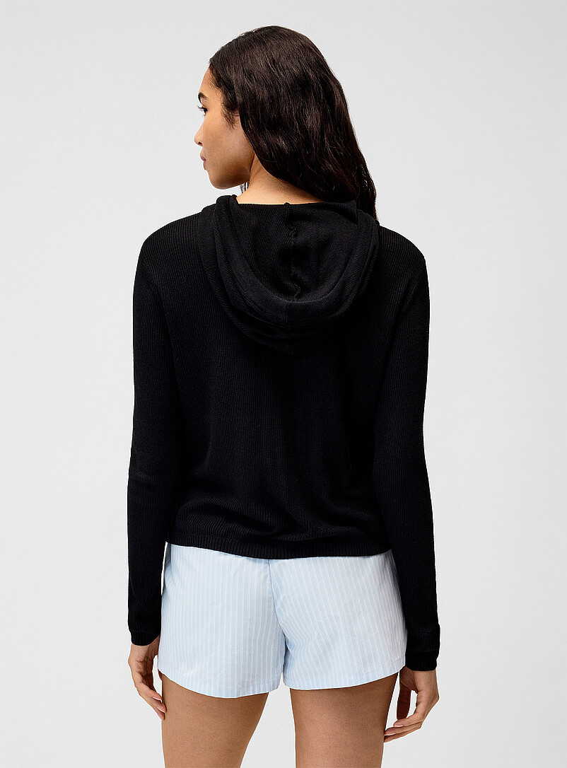 Double-sided pearly-buttons hooded sweater product image 2