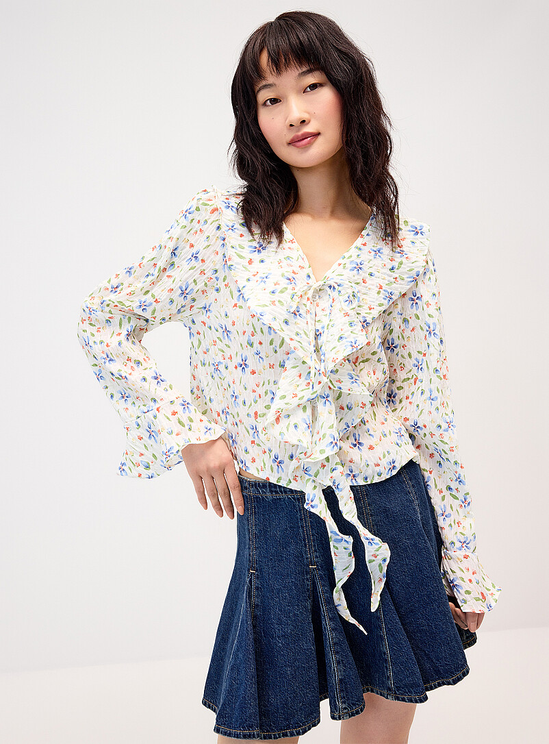 Colourful flowers ruffled blouse product image 2