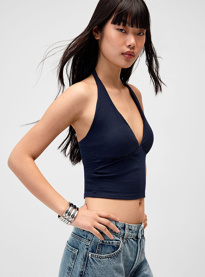 Fitted cropped halter cami product image (primary)