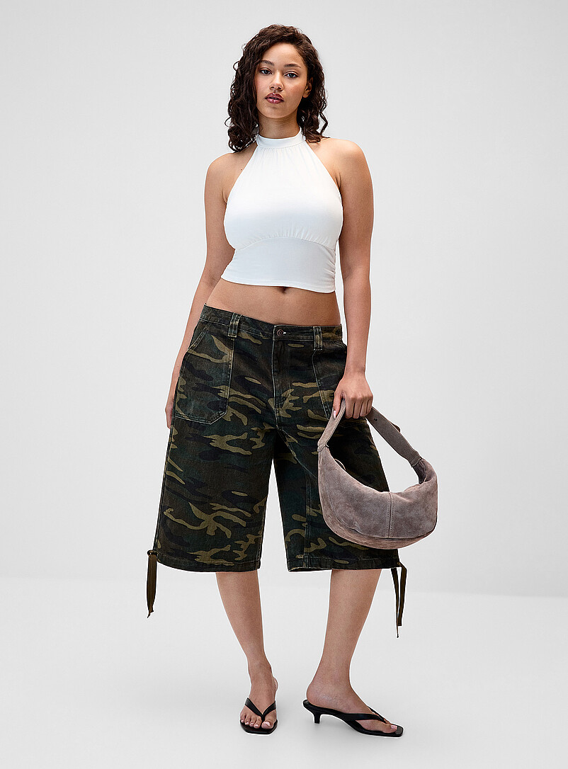 Blousing effect cropped halter cami product image (primary)