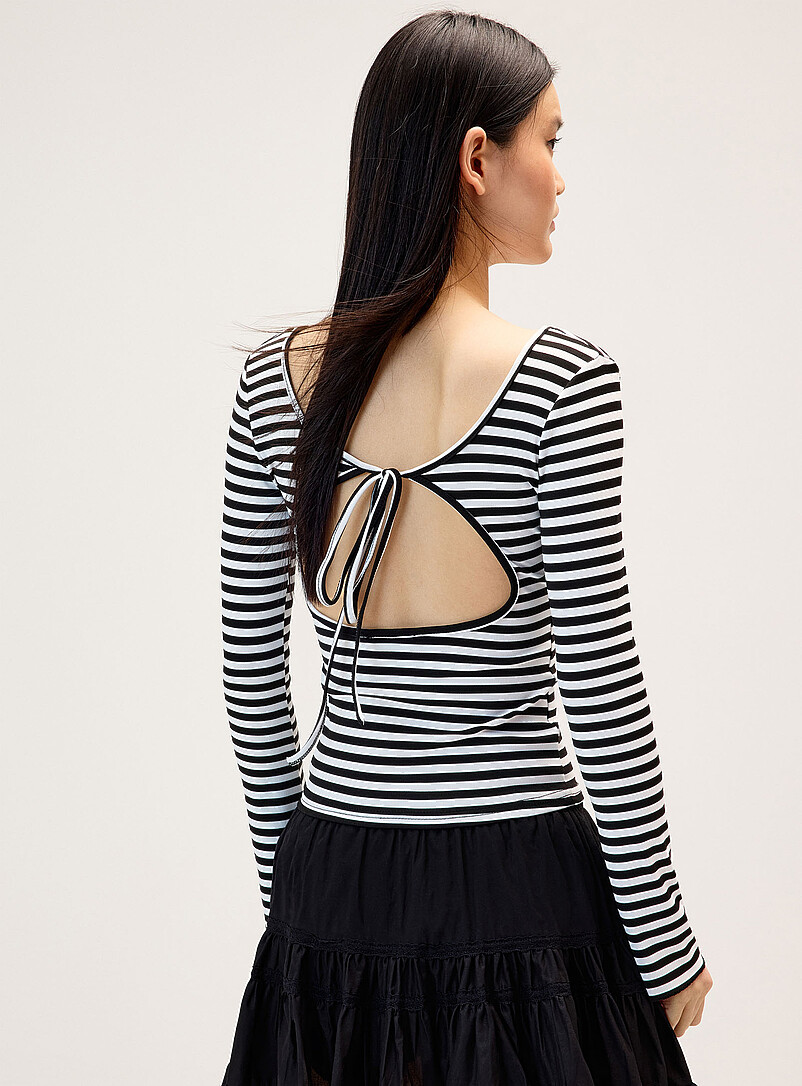 Open-Back Striped T-Shirt