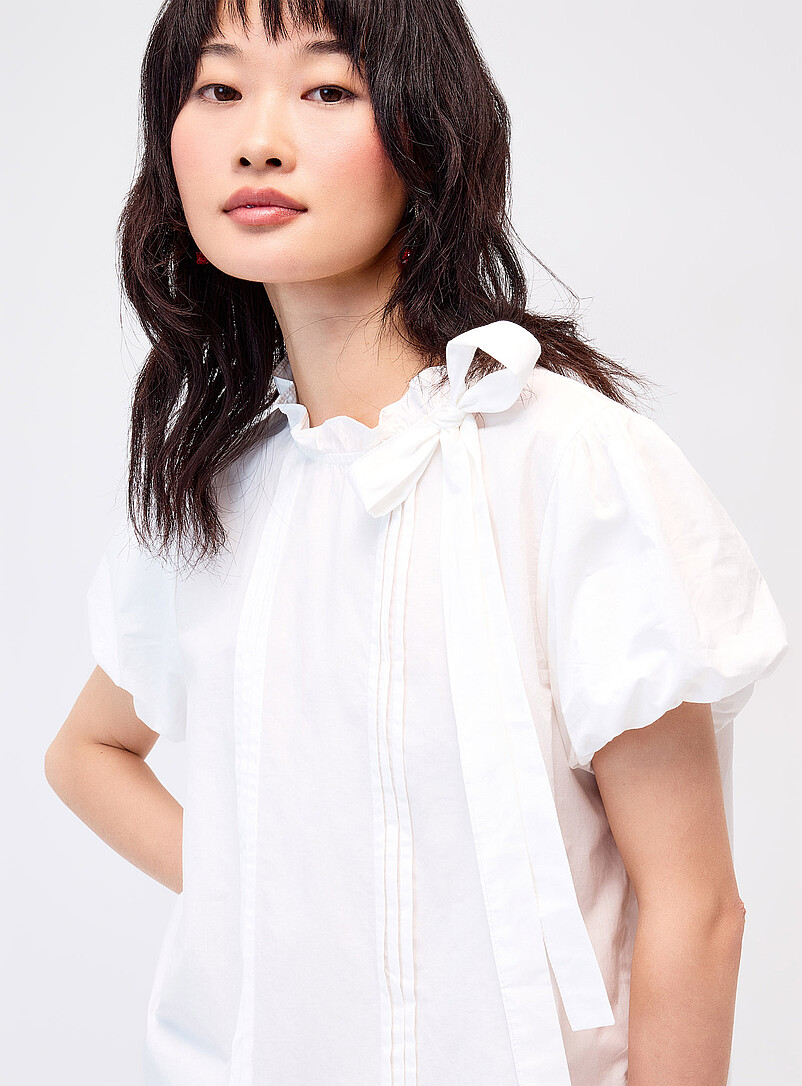Accent bow sewn pleating blouse product image 2