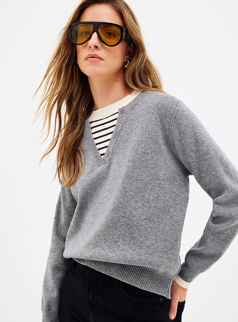 Fooler striped Henley sweater product image (primary)