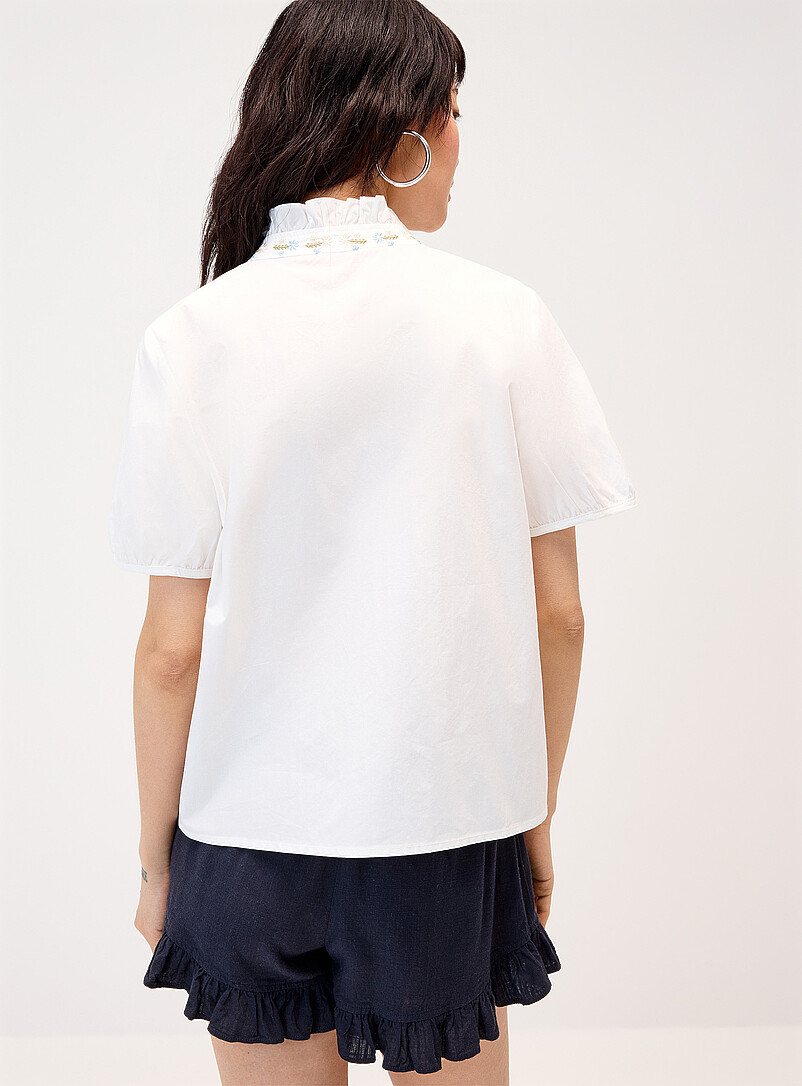 Floral embroidery collar blouse product image 3