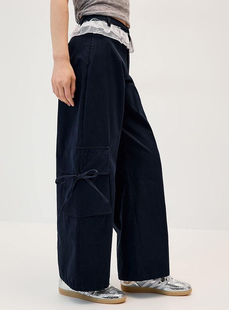 Lace accent wide-leg pant product image 2
