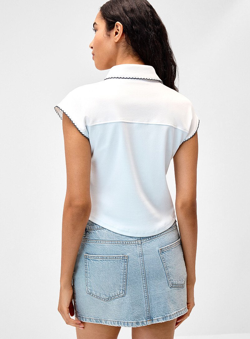Two-tone scallop-trim polo shirt product image 2