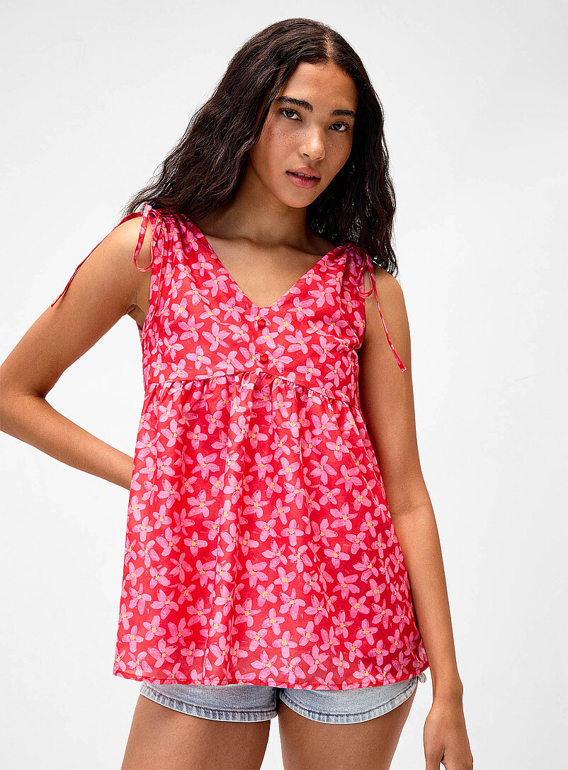 Floral Pattern Babydoll Tunic