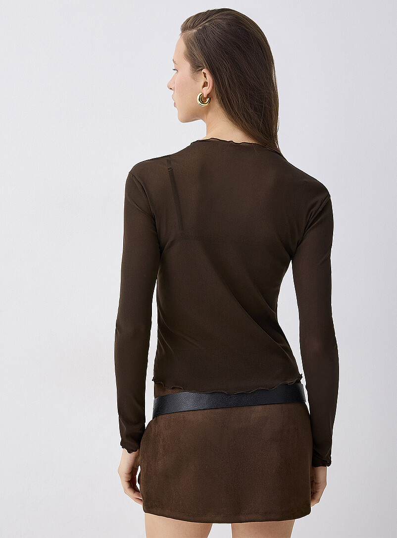 Ruffled trim mesh T-shirt product image 2