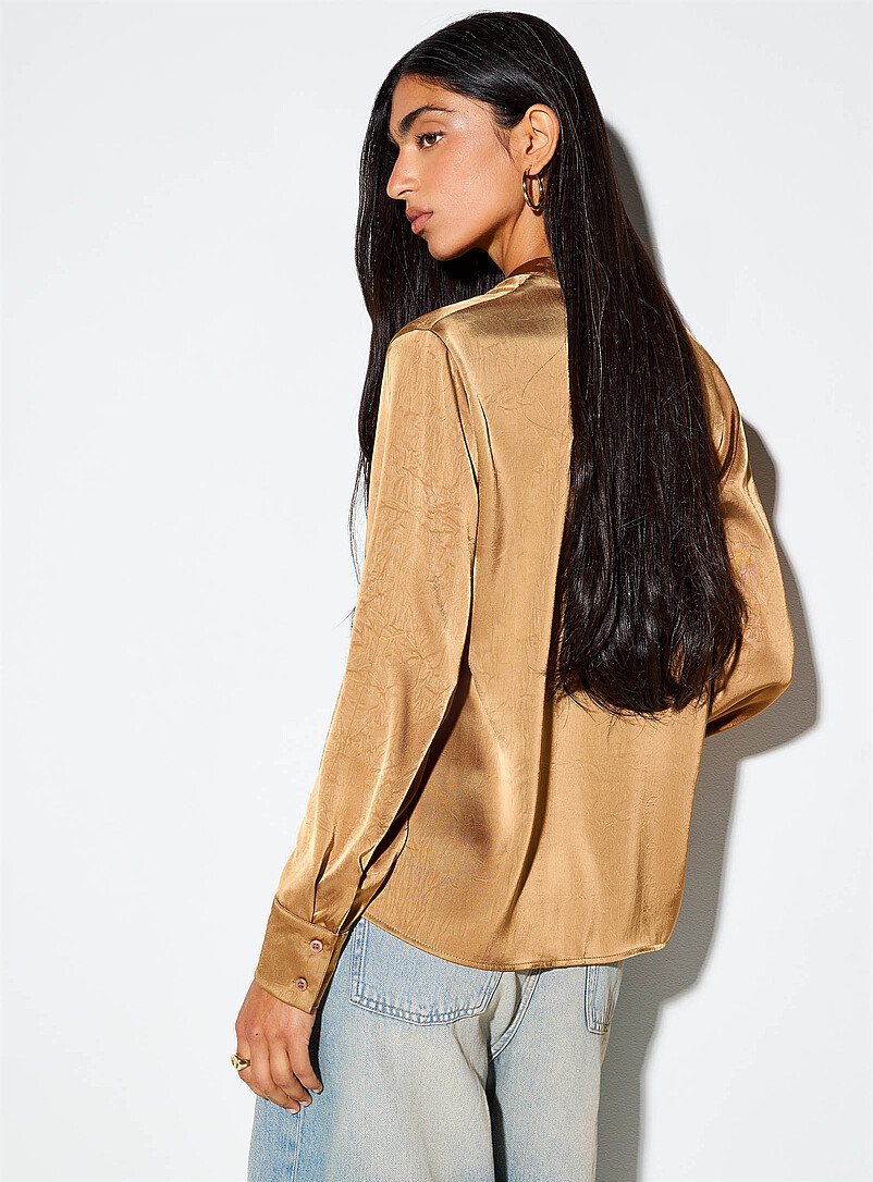 Frog toggle crinkled satin blouse product image 3