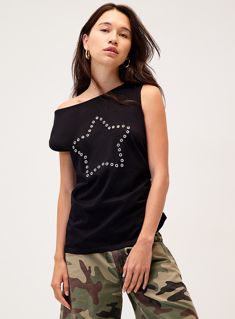 Gathered side eyelet star loose cami product image (primary)