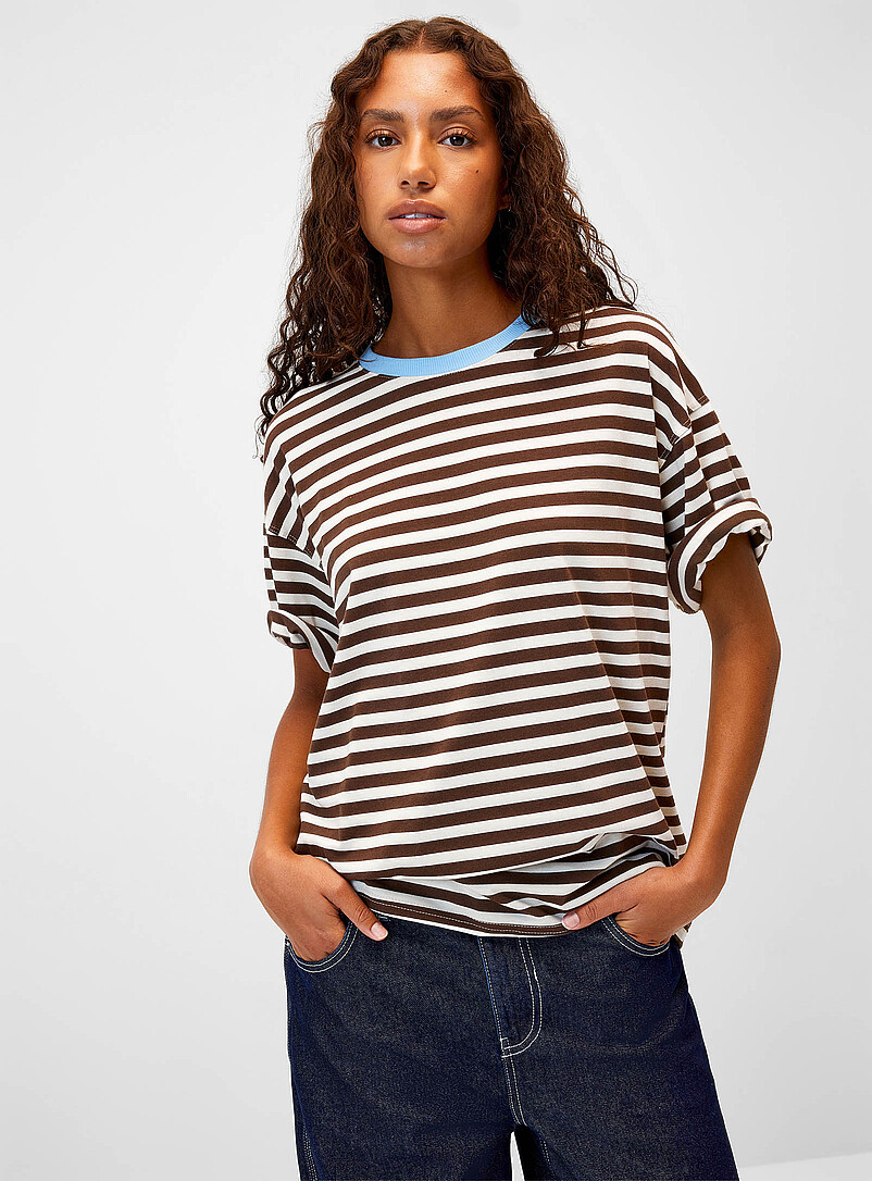Pop stripe loose T-shirt product image (primary)