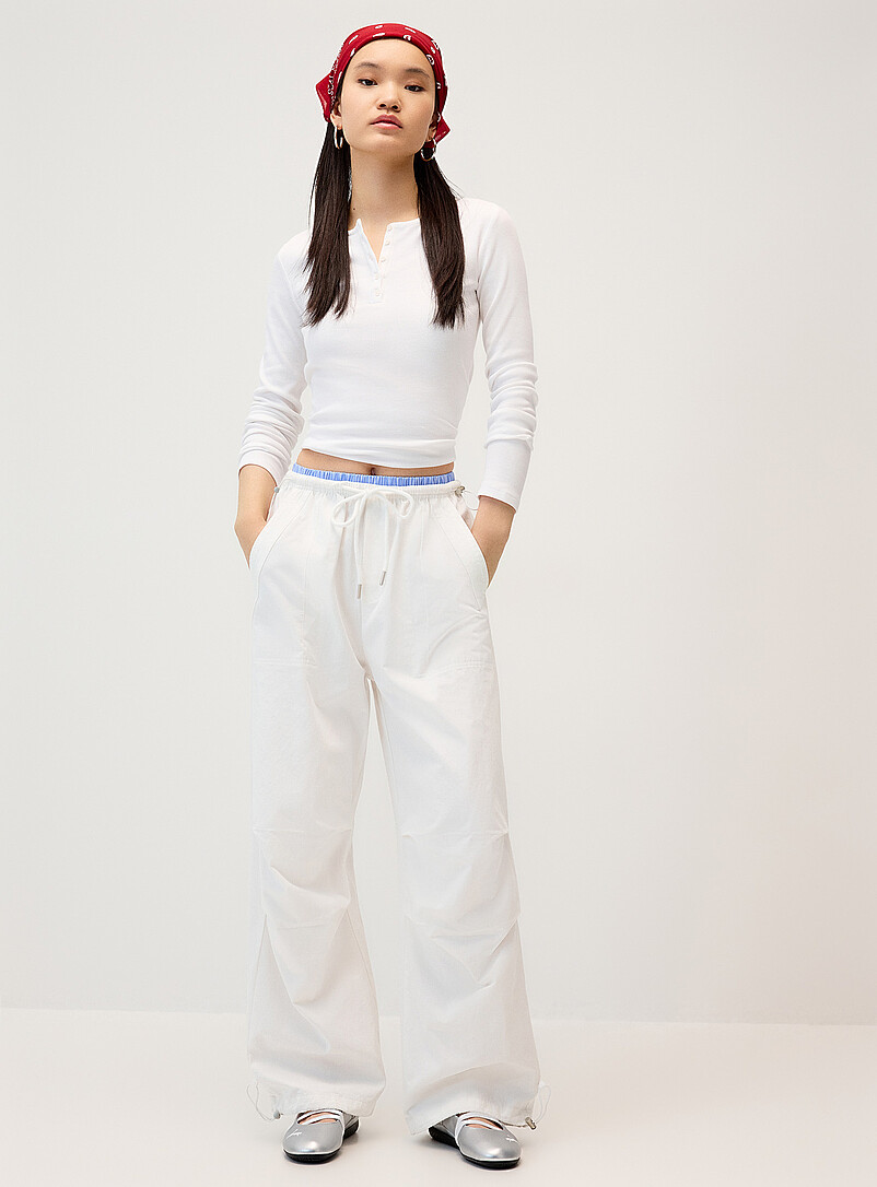 Overlaid effect parachute pant product image (primary)