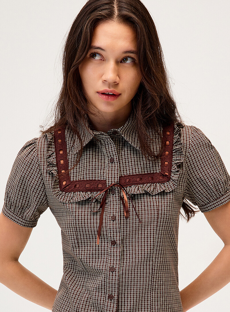 Lace ribbon puff-sleeve shirt product image 2