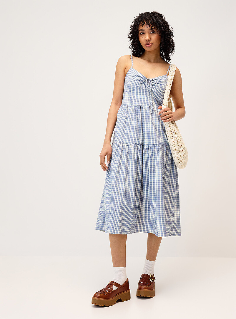 Checkered poplin midi dress product image (primary)