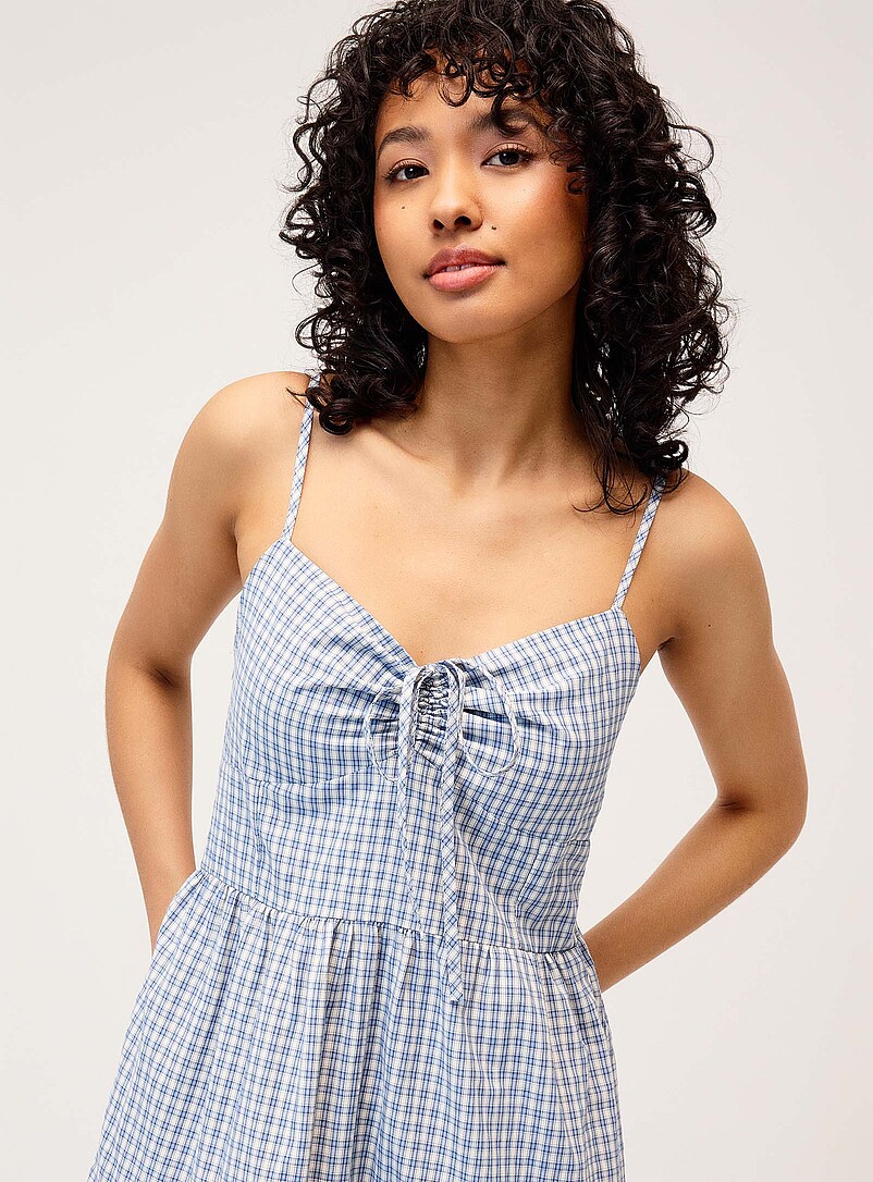 Checkered poplin midi dress product image 2