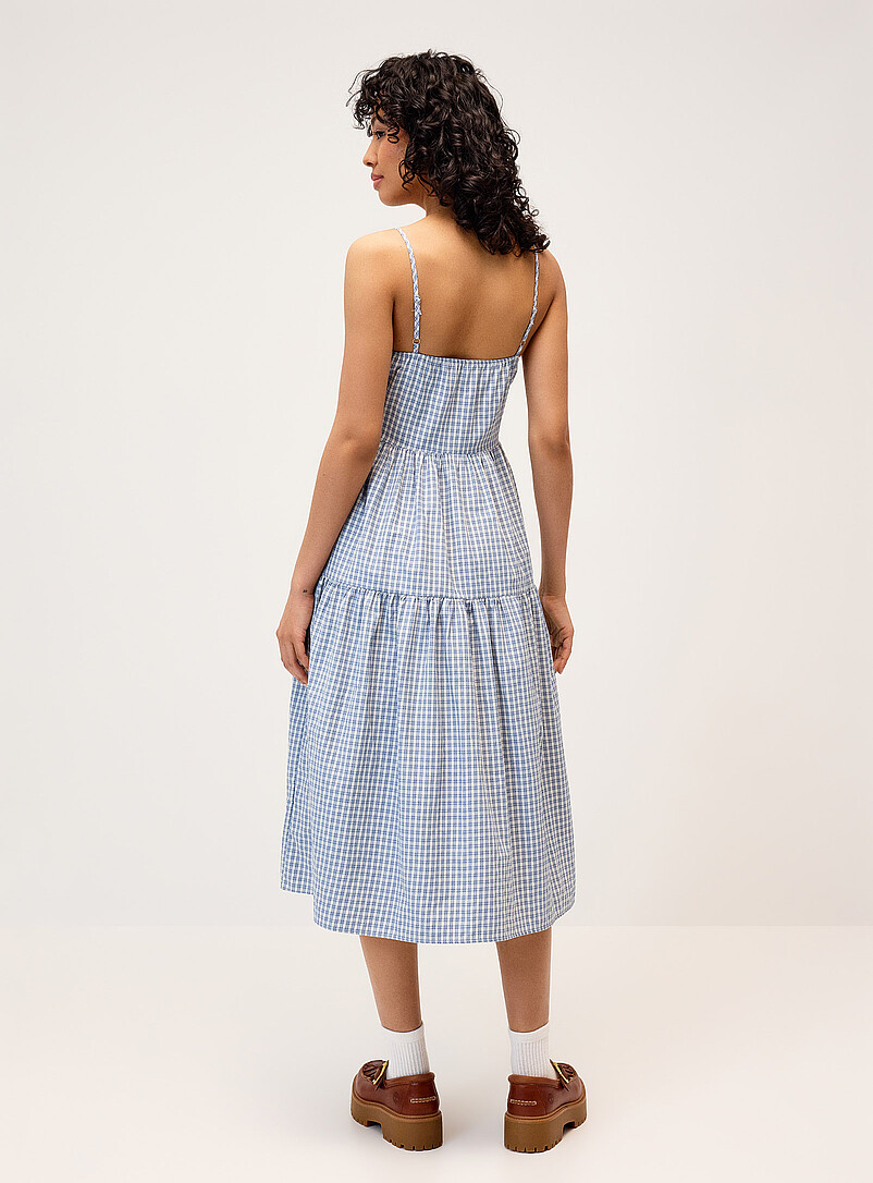 Checkered poplin midi dress product image 3