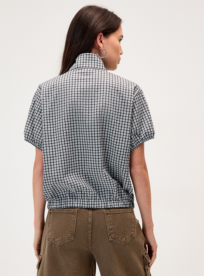 Plaid and lace zip shirt product image 3