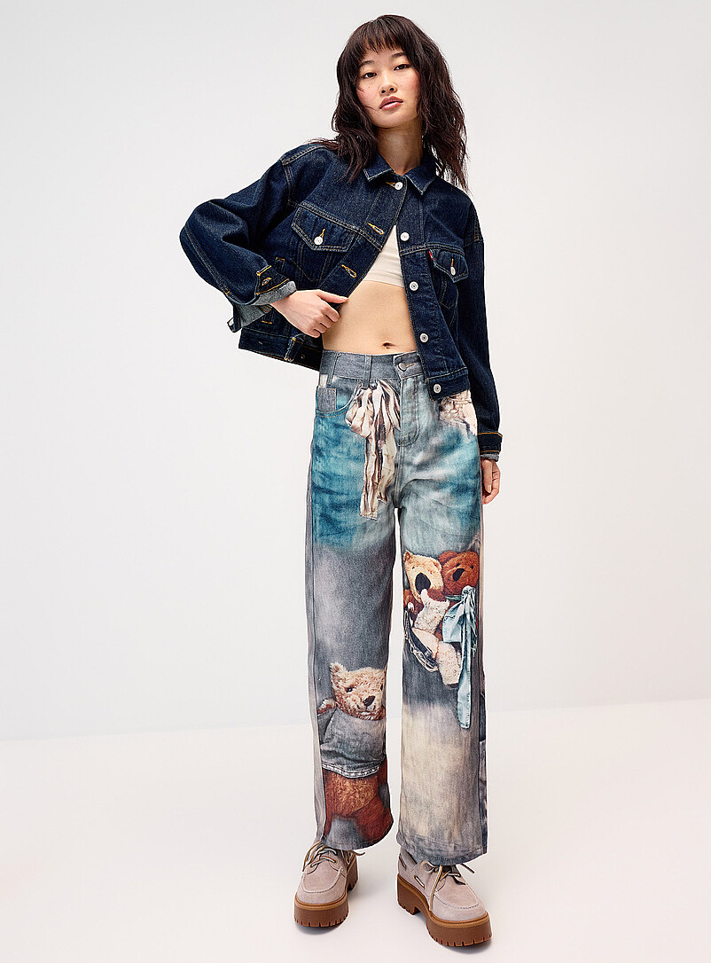 Teddy bear print jean product image (primary)