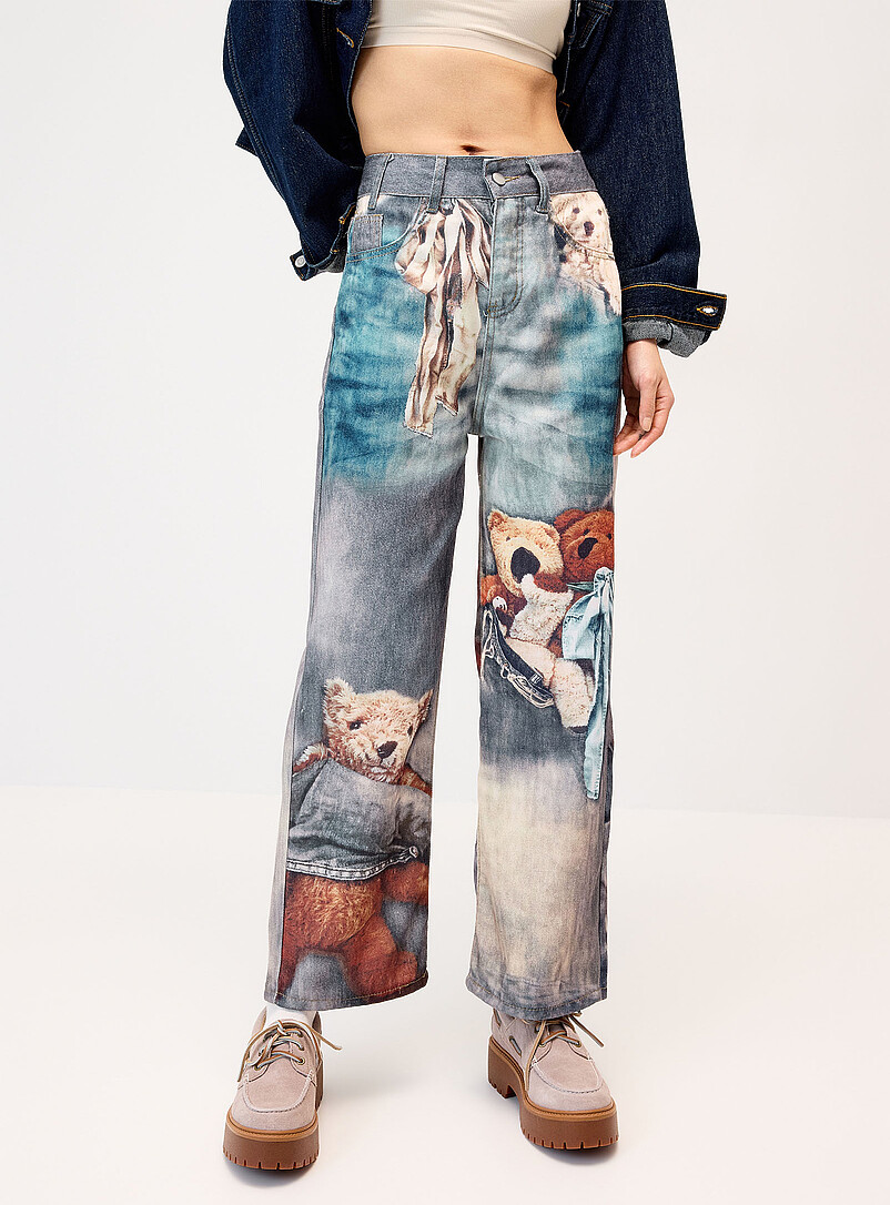Teddy bear print jean product image 2
